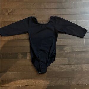 EUC JACQUES MORET Long Sleeve Black Dance Leotard Bodysuit, Size 8/10